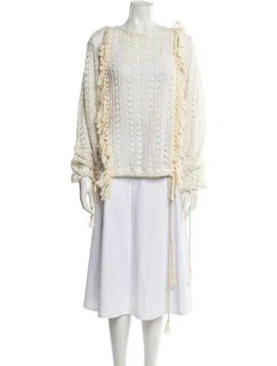 Pre-owned See By Chloé Crew Neck Long Sleeve Top In White