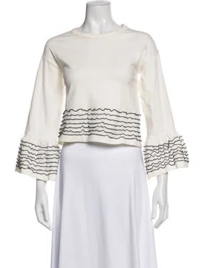 Pre-owned See By Chloé Crew Neck Long Sleeve Top In White