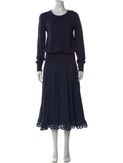 Pre-owned See By Chloé Crew Neck Midi Length Dress In Blue