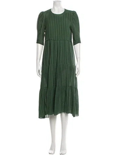 Pre-owned See By Chloé Crew Neck Midi Length Dress In Green