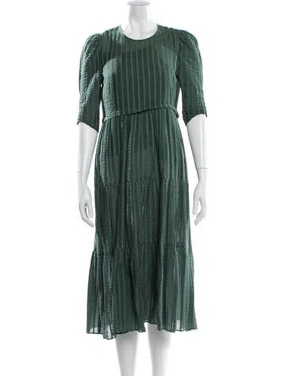 Pre-owned See By Chloé Crew Neck Midi Length Dress In Green