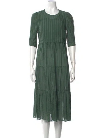 Pre-owned See By Chloé Crew Neck Midi Length Dress In Green