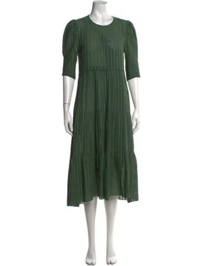 Pre-owned See By Chloé Crew Neck Midi Length Dress In Green