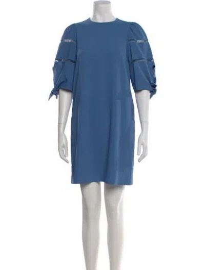 Pre-owned See By Chloé Crew Neck Mini Dress In Blue