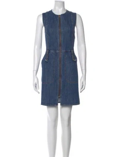 Pre-owned See By Chloé Crew Neck Mini Dress In Blue
