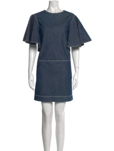 Pre-owned See By Chloé Crew Neck Mini Dress In Blue