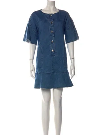 Pre-owned See By Chloé Crew Neck Mini Dress In Blue