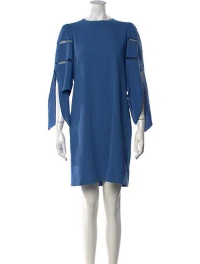 Pre-owned See By Chloé Crew Neck Mini Dress In Blue