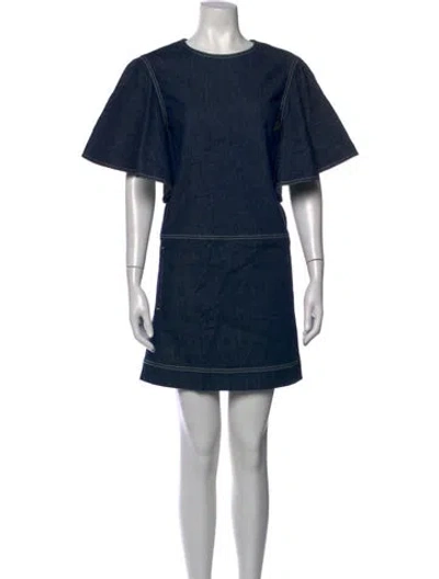 Pre-owned See By Chloé Crew Neck Mini Dress In Blue