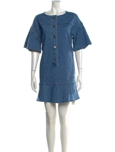 Pre-owned See By Chloé Crew Neck Mini Dress W/ Tags In Blue