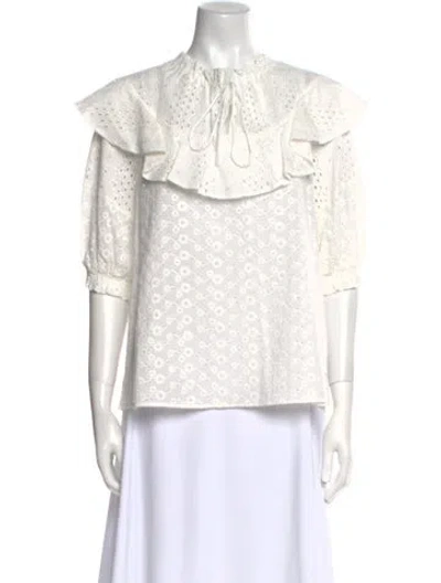 Pre-owned See By Chloé Crew Neck Short Sleeve Blouse In White