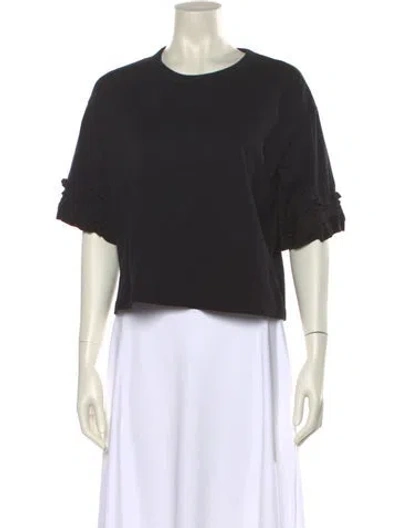 Pre-owned See By Chloé Crew Neck Short Sleeve Crop Top In Black