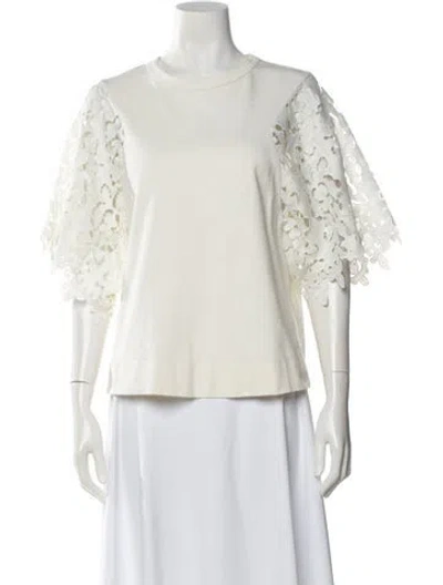 Pre-owned See By Chloé Crew Neck Short Sleeve Top In White