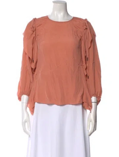 Pre-owned See By Chloé Crew Neck Three-quarter Sleeve Blouse In Pink