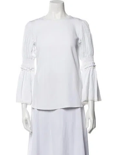 Pre-owned See By Chloé Crew Neck Three-quarter Sleeve Blouse In White
