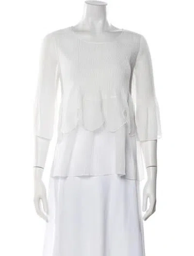 Pre-owned See By Chloé Crew Neck Three-quarter Sleeve Blouse In White