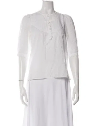 Pre-owned See By Chloé Crew Neck Three-quarter Sleeve Blouse In White