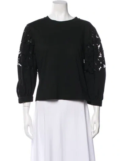 Pre-owned See By Chloé Crew Neck Three-quarter Sleeve Top In Black