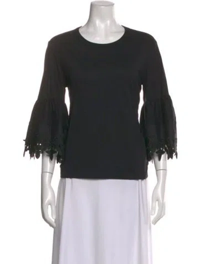 Pre-owned See By Chloé Crew Neck Three-quarter Sleeve Top In Black