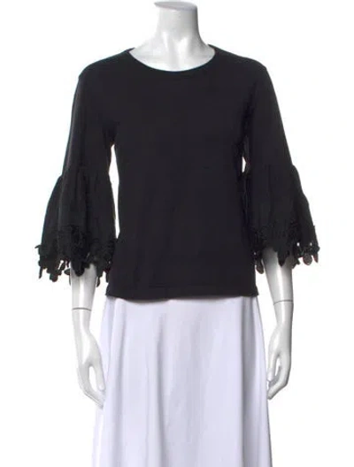 Pre-owned See By Chloé Crew Neck Three-quarter Sleeve Top In Black