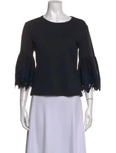 Pre-owned See By Chloé Crew Neck Three-quarter Sleeve Top In Black