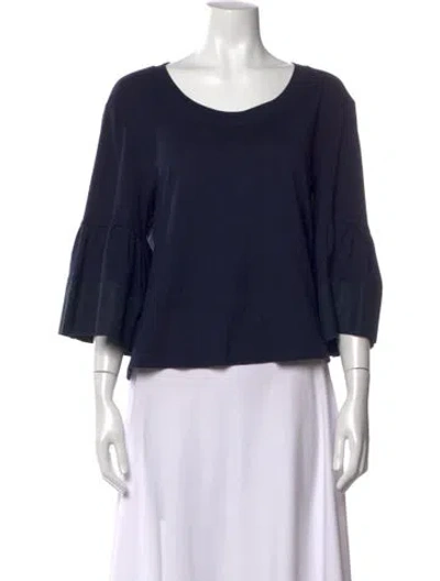 Pre-owned See By Chloé Crew Neck Three-quarter Sleeve Top In Blue