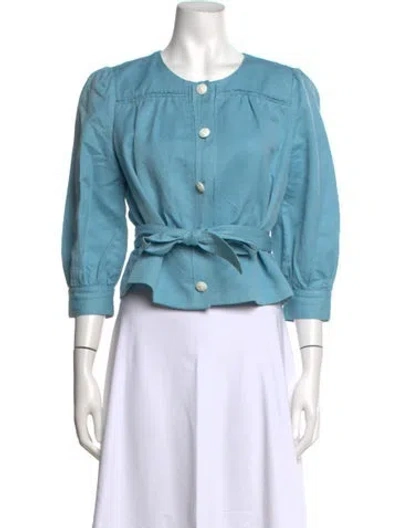 Pre-owned See By Chloé Crew Neck Three-quarter Sleeve Top In Blue