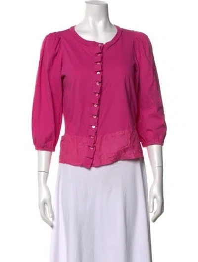 Pre-owned See By Chloé Crew Neck Three-quarter Sleeve Top In Pink