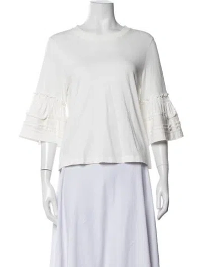 Pre-owned See By Chloé Crew Neck Three-quarter Sleeve Top In White