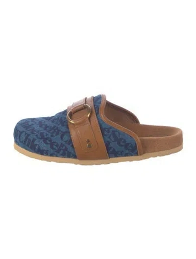 Pre-owned See By Chloé Denim Graphic Print Mules In Blue