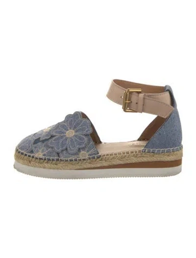 Pre-owned See By Chloé Denim Patterned Espadrilles In Blue