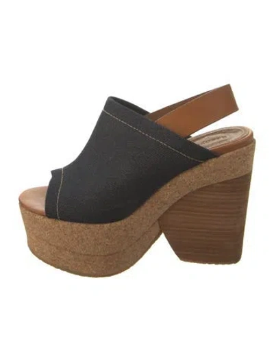Pre-owned See By Chloé Denim Slingback Sandals In Blue