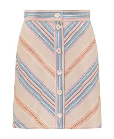 See By Chloé Diagonal Striped Skirt In Nude