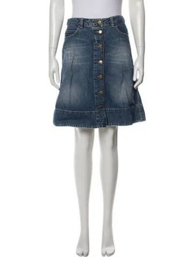 Pre-owned See By Chloé Distressed Accents Knee-length Skirt In Blue