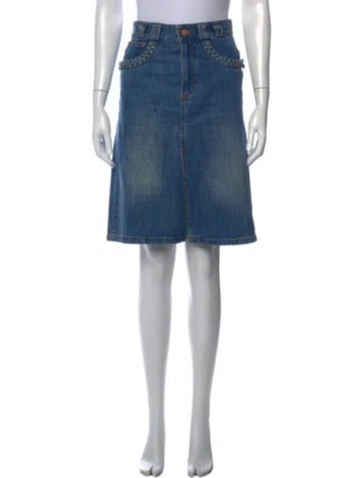 Pre-owned See By Chloé Distressed Accents Knee-length Skirt In Blue