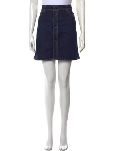 Pre-owned See By Chloé Embroidered Accent Mini Skirt In Blue