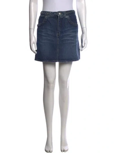 Pre-owned See By Chloé Embroidered Accent Mini Skirt In Blue