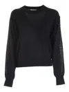 See By Chloé Embroidered Insert Sweater In Black In Negro