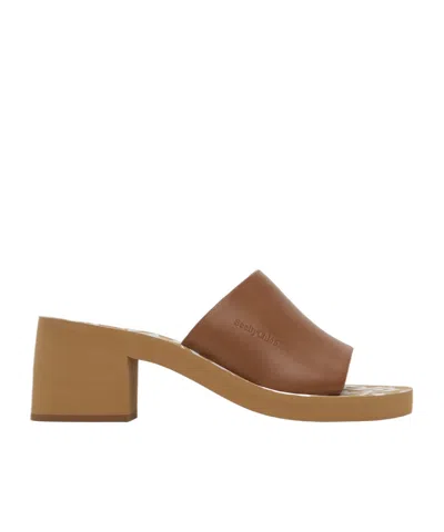 See By Chloé Essie Logo High-heeled Sandals In Brown