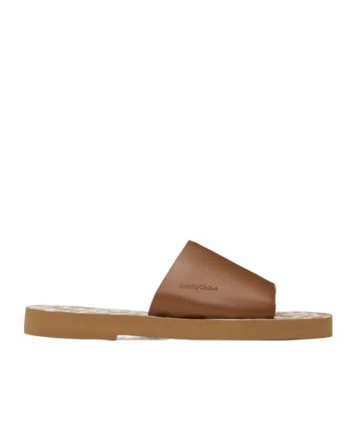See By Chloé Essie Logo Open-toed Slippers In Brown