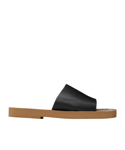 See By Chloé Essie Logo Slippers In Black