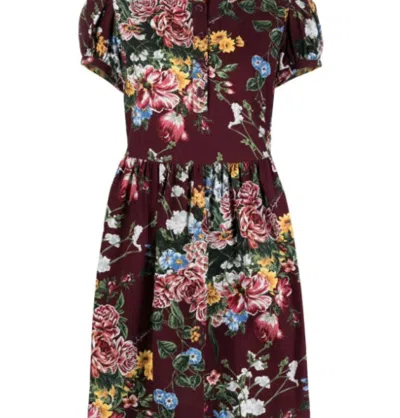 See By Chloé Floral Mini Tea Dress In Red