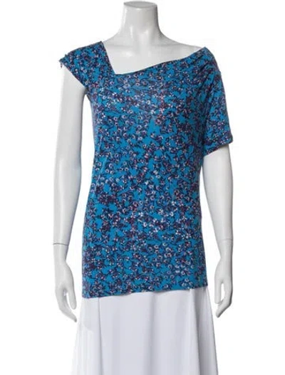 Pre-owned See By Chloé Floral Print Asymmetrical Top In Blue