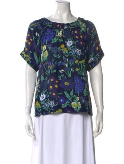Pre-owned See By Chloé Floral Print Bateau Neckline T-shirt In Blue