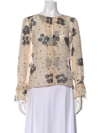 Pre-owned See By Chloé Floral Print Crew Neck Blouse In Neutral