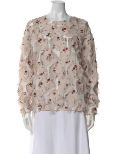 Pre-owned See By Chloé Floral Print Crew Neck Blouse In Neutral