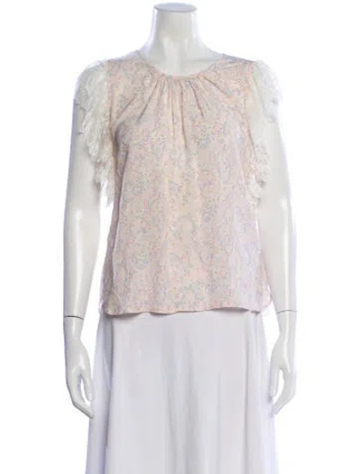 Pre-owned See By Chloé Floral Print Crew Neck Blouse In Pink
