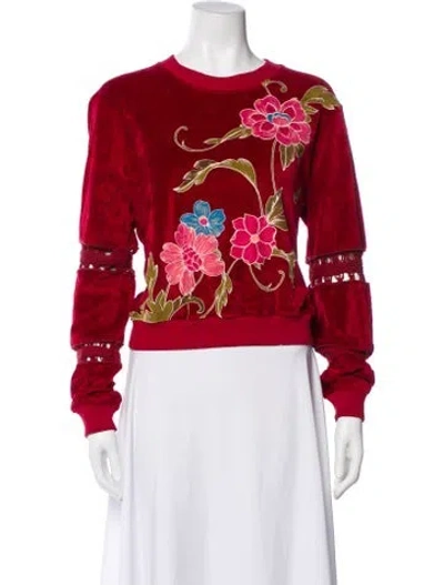 Pre-owned See By Chloé Floral Print Crew Neck Sweatshirt In Red