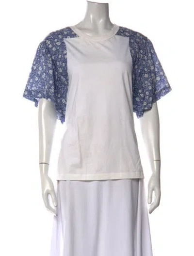 Pre-owned See By Chloé Floral Print Crew Neck T-shirt In White