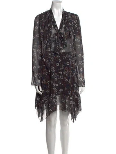 Pre-owned See By Chloé Floral Print Knee-length Dress In Black